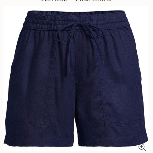 Lands’ End High Rise Drawstring 5" TENCEL™ Fiber Shorts medium 10-12 navy blue - Picture 8 of 8